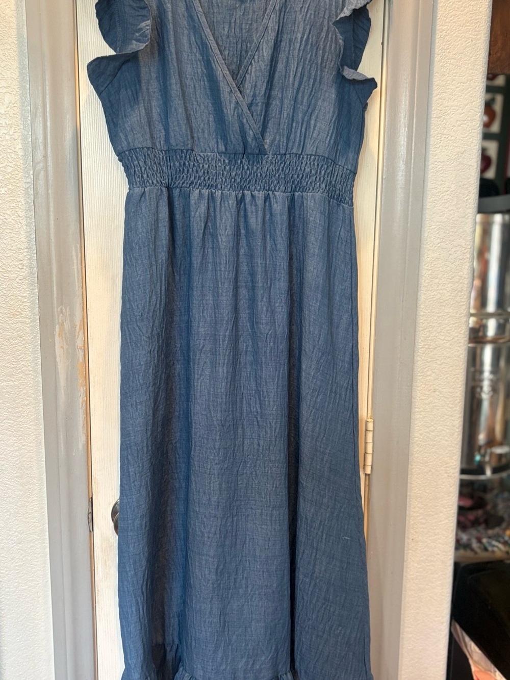 Blue women’s ' Chambray Sundress - Lightweight Dress